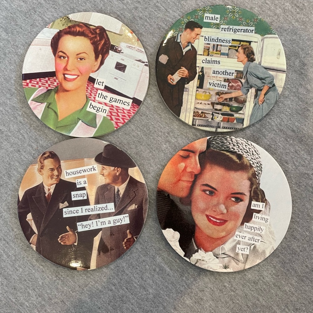 6 Anne Taintor coasters, 4 designs